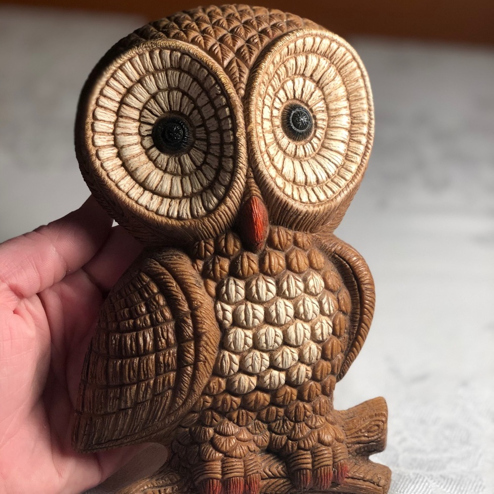 Vintage wooden owl wall art